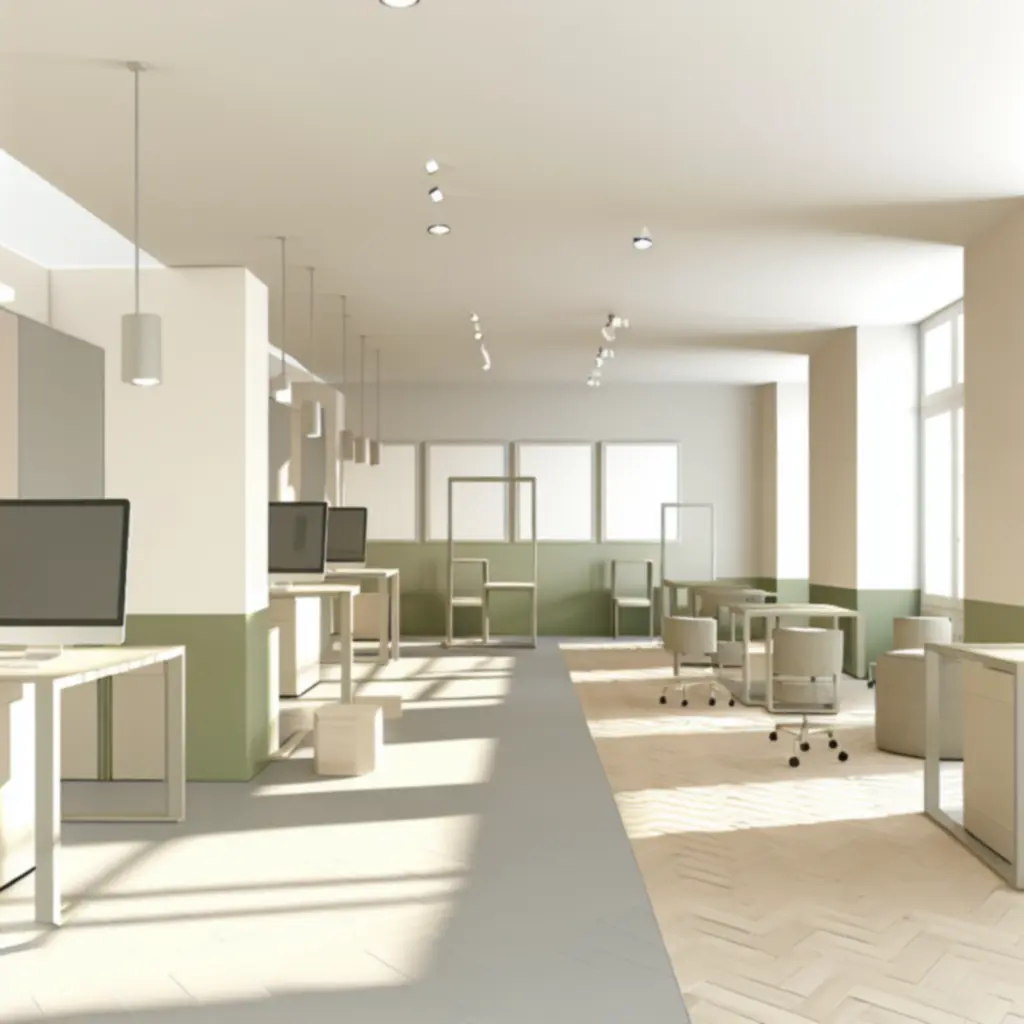 Eleganckie wnętrze pracowni CityDesignStud z neutralną kolorystyką i dopracowanymi detalami